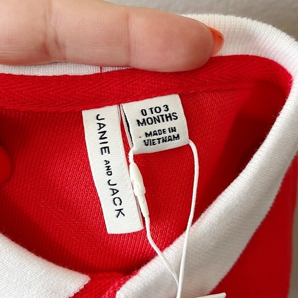 Janie & Jack Americana Flag Baby Polo Bodysuit Tomato Red Size 0-3 Months NEW - Picture 10 of 11